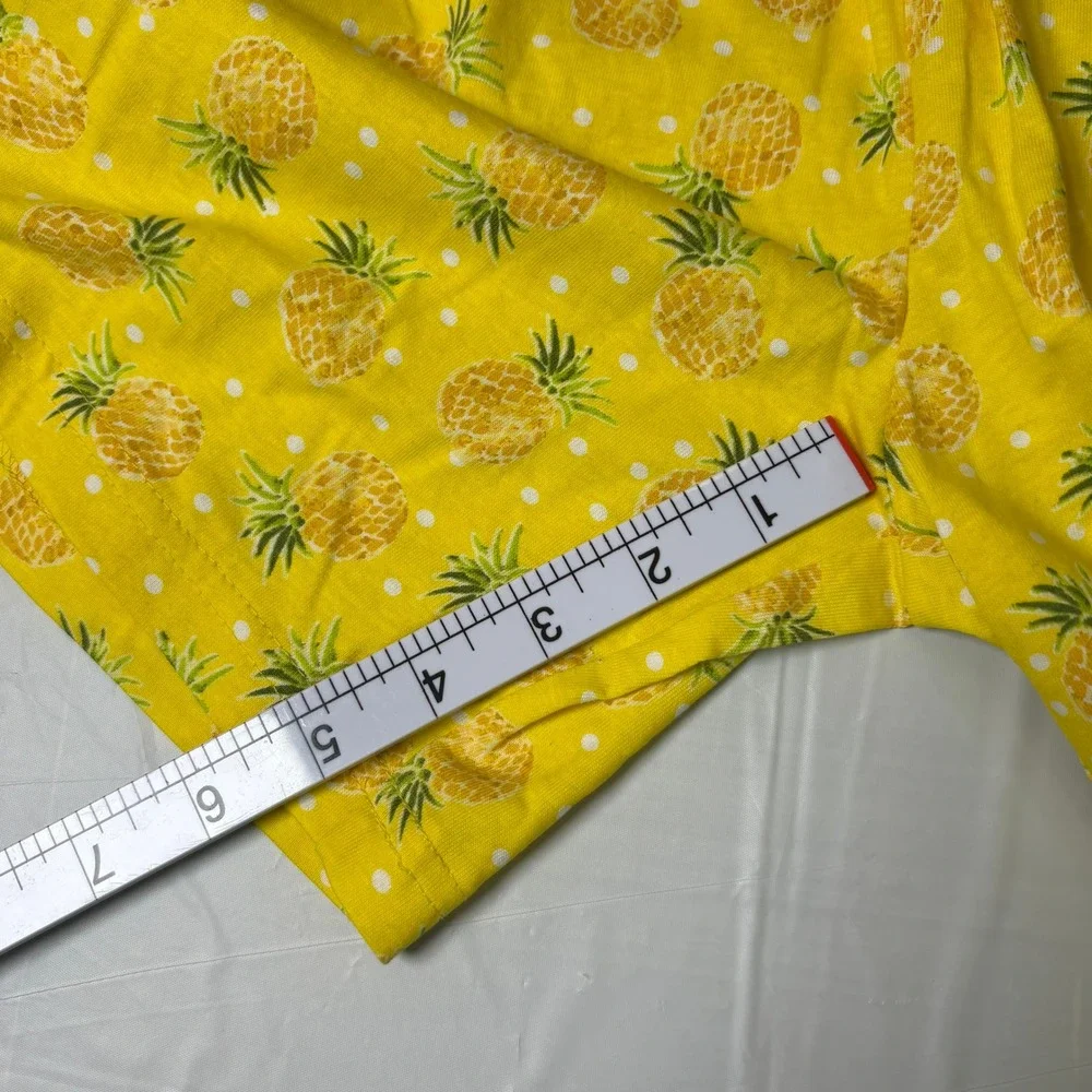 Cozee Corner Yellow Pineapple Polka Dot Cotton Lounge Pajama Shorts Womens‎ Med